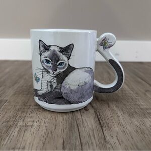 Novelty Cat Japanese Coffee Mug Siamese tea drink crazy cat lady feline kitty